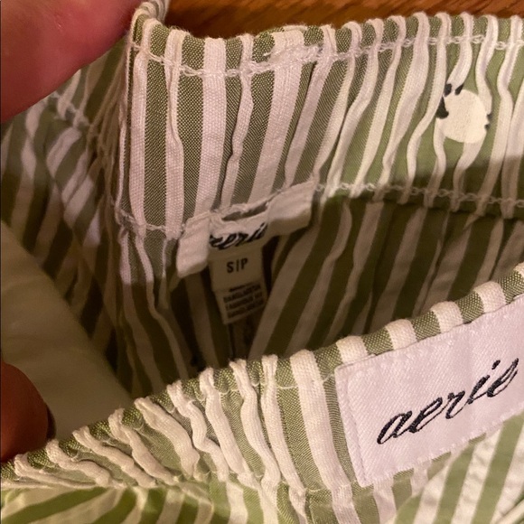 Aerie Green Striped 3 Piece Pajama Set Sz Small.  NWOT - Picture 5 of 7